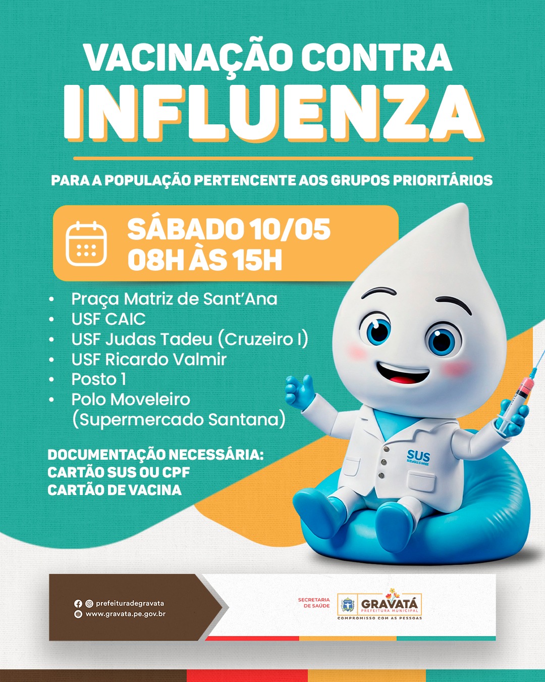 Gravat&aacute; realiza Dia D de Vacina&ccedil;&atilde;o contra a Influenza